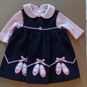 Pink and Navy Polka Dot Kids Dress